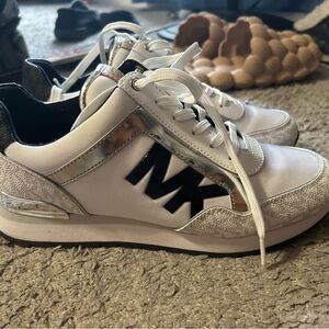 Michael Kors White and Silver Womens Sneakers